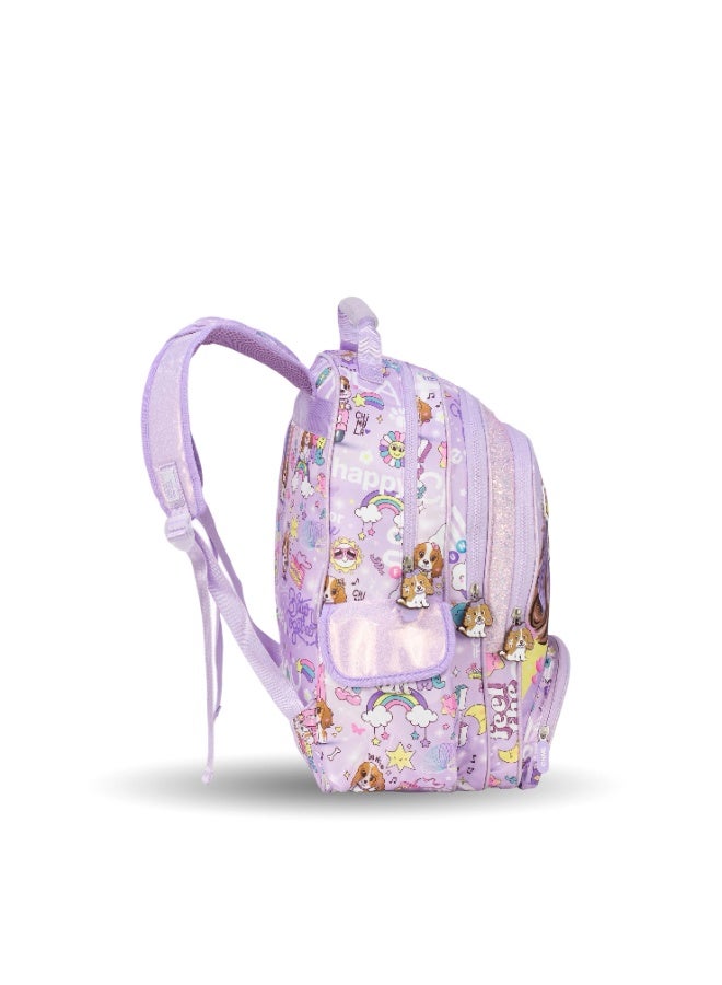 Fantastic MM035, CHIMOLA Girls School Bag Set, Backpack with Lunch Bag and Pencil Case, Dog and Rainbow Design, Purple - Image 4