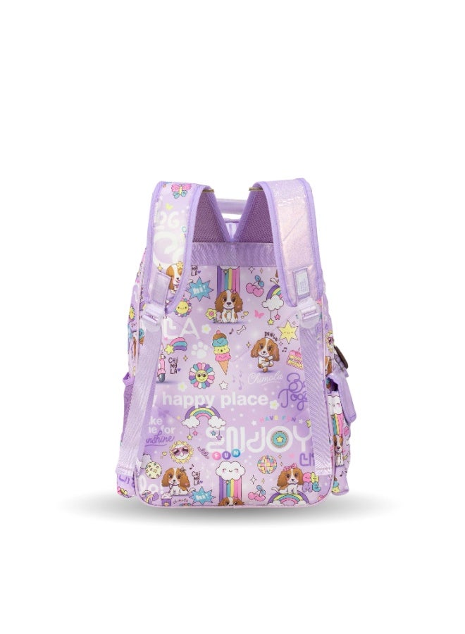 Fantastic MM035, CHIMOLA Girls School Bag Set, Backpack with Lunch Bag and Pencil Case, Dog and Rainbow Design, Purple - Image 5
