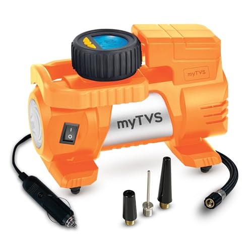 myTVS Air Thunder Digi Tyre Inflator for Car and Bike with LED Torch (100 PSI, Auto Stop, Digital Meter, Durable Metal Body, 3m Cord) | Air Pump for Car Tyre Inflator Pump TI-88, 1+1 Years Warranty - Image 1
