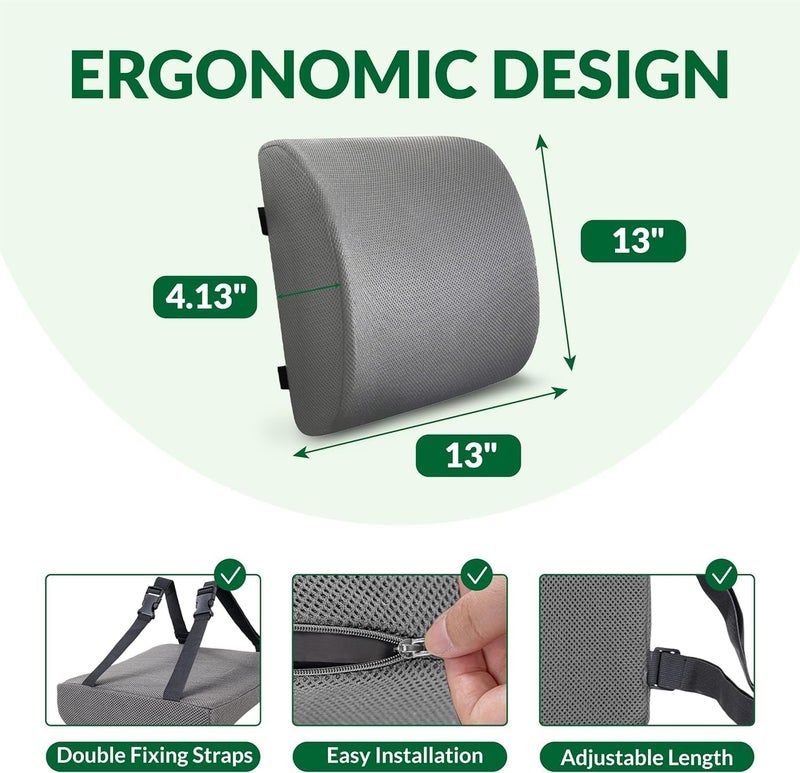 SmartMaster Memory Foam Seat Cushion & Adjustable Lumbar Support Pillow Set - Image 2