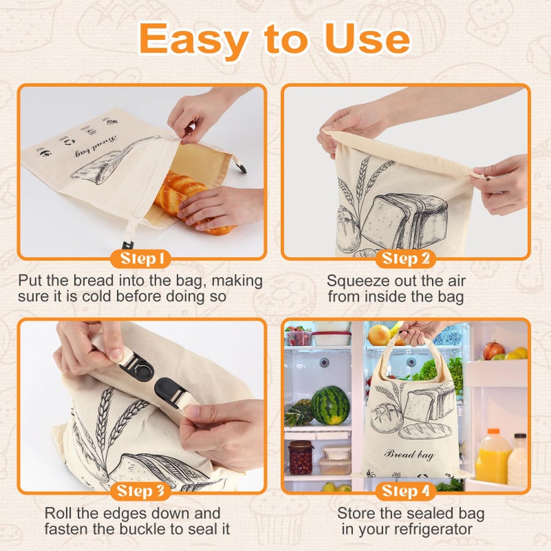 PICcircuit 2 PACK Beeswax Sourdough Bread Bags for Homemade Bread, Reusable Cotton Beeswax Bread Bag Portable Waxed Storage All Natural Bees Wax Linen Bag Keep Fresh,13''Ã—17'', 03 - Image 5