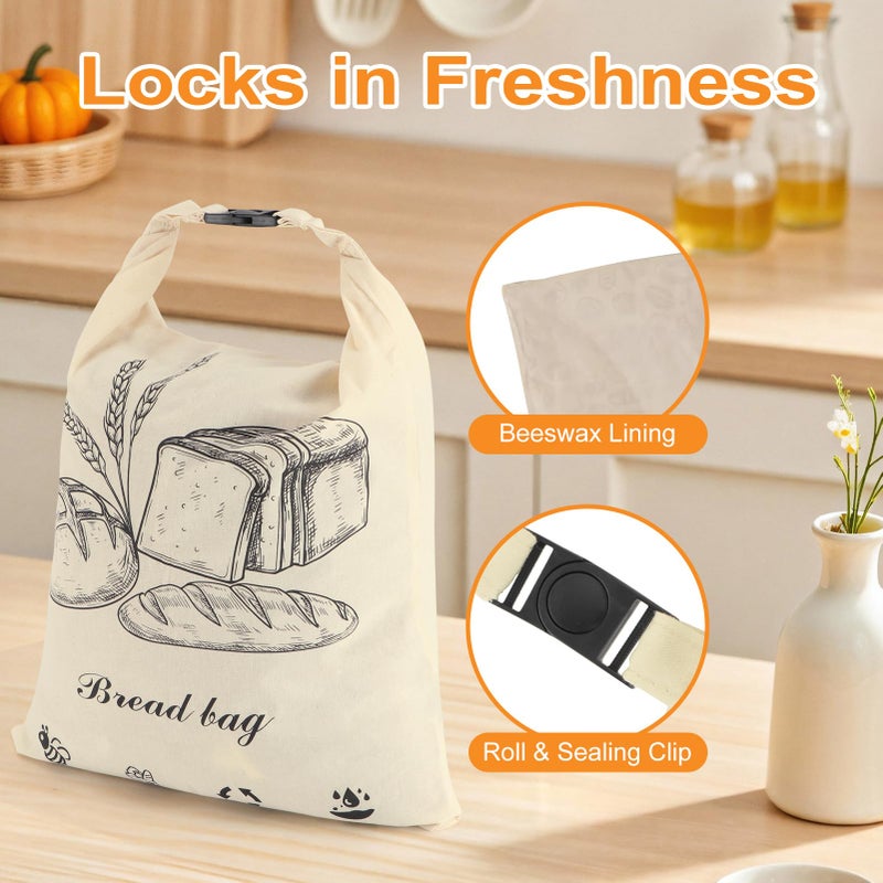 PICcircuit 2 PACK Beeswax Sourdough Bread Bags for Homemade Bread, Reusable Cotton Beeswax Bread Bag Portable Waxed Storage All Natural Bees Wax Linen Bag Keep Fresh,13''Ã—17'', 03 - Image 3