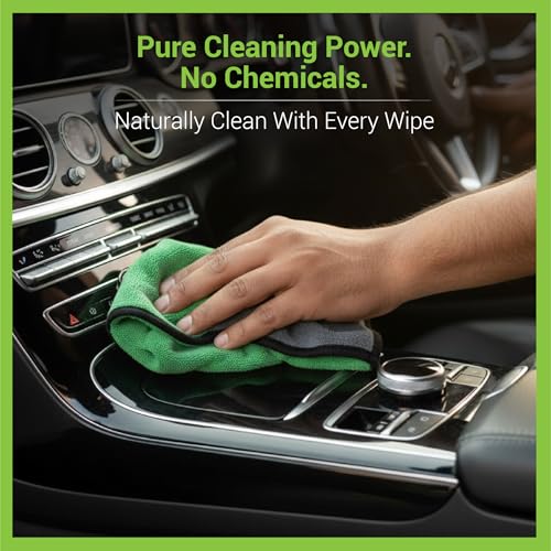 Dylect® 600 GSM Microfiber Car Drying & Cleaning Towel – 75x40 cm, Scratch-Free, Ultra Absorbent, Quick Dry Multipurpose Cloth for Washing, Polishing & Detailing (Pack of 2, Green/Grey) - Image 5