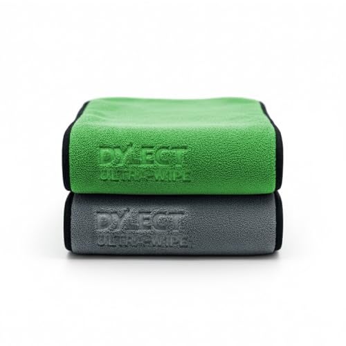 Dylect® 600 GSM Microfiber Car Drying & Cleaning Towel – 75x40 cm, Scratch-Free, Ultra Absorbent, Quick Dry Multipurpose Cloth for Washing, Polishing & Detailing (Pack of 2, Green/Grey) - Image 1