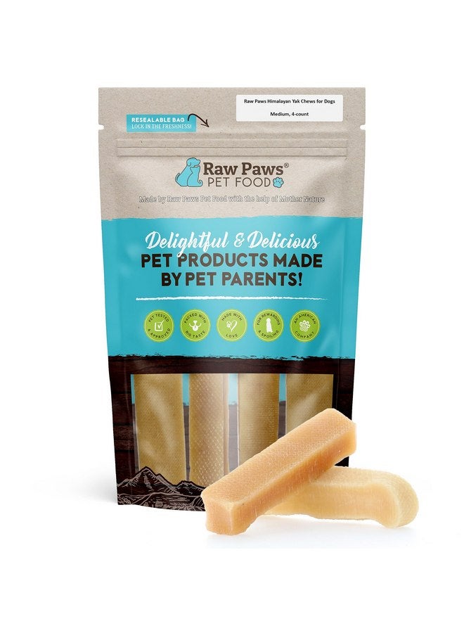 Raw Paws Himalayan Yak Chews for Dogs, Medium Chews (4 Count) - Himalayan Cheese for Medium Dogs - Yak Bones for Dogs - Yak Milk Bones for Dogs - Dog Cheese Chews Himalayan - Yak Chews for Medium Dogs - Image 1
