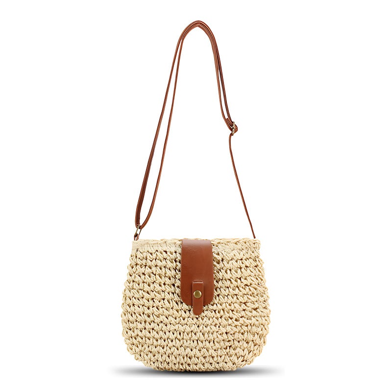Bototack Small Straw Crossbody Bag for Women Boho Handmade Woven Summer Beach Bag Handbags Shoulder Purse for Vacation (Beige) - Image 1