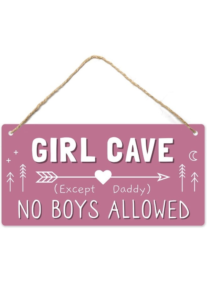 BPA Girl Cave Sign, Girls Room Decorations for Bedroom, 12x6 PVC Plastic Decoration Hanging Sign, High Precision Printing, Water Proof, Kids Room Signs for Door, No Boys Allowed Sign, Room Decor - Image 1