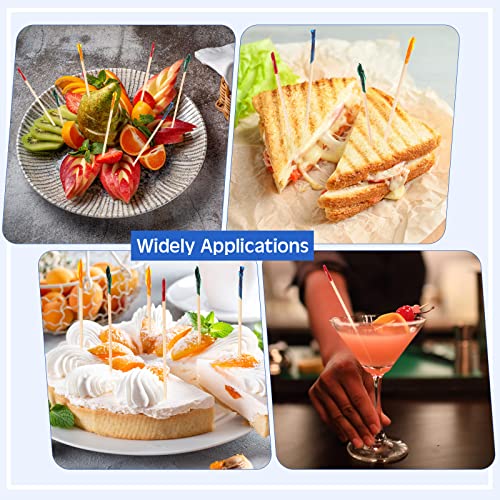 Handepo 4000 Pcs Cocktail Picks Sticks Frill Toothpicks for Appetizers 4 Inch Food Colorful Tooth Picks Wooden Skewers Colored Swizzle Sticks for Cocktails for Sandwich Drinks Fruit Party Supplies, 4 Colors - Image 5