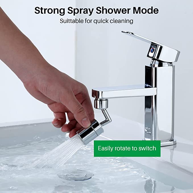RP MALL Faucet Extender720 Degree Universal Splash Filter Faucet Dual Function Swivel Sink Chrome Faucet Attachment for Face Washing Eyewash and Gargle and Bathroom or Kitchen  - Image 3