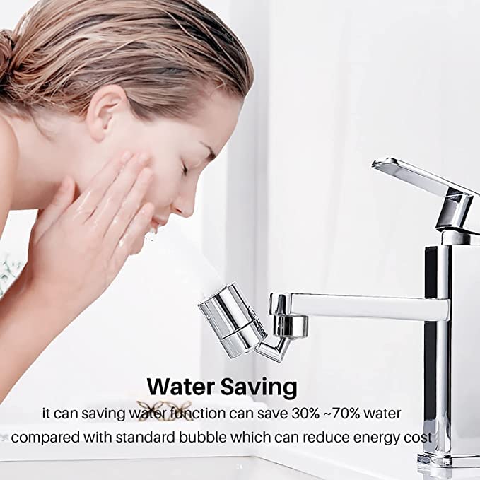 RP MALL Faucet Extender720 Degree Universal Splash Filter Faucet Dual Function Swivel Sink Chrome Faucet Attachment for Face Washing Eyewash and Gargle and Bathroom or Kitchen  - Image 4