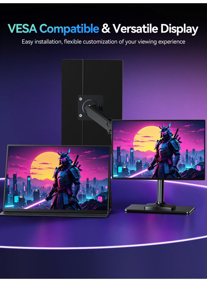 أوبيرفكت شاشة محمولة UPERFECT مقاس 16 بوصة بدقة 1920*1200 FHD وشاشة USB C Mini HDMI لأجهزة الكمبيوتر المحمولة والهواتف الذكية وأجهزة XBO Switch PS4/5، هيكل معدني، شاشة محمولة قابلة للتثبيت على حامل VESA - Image 5