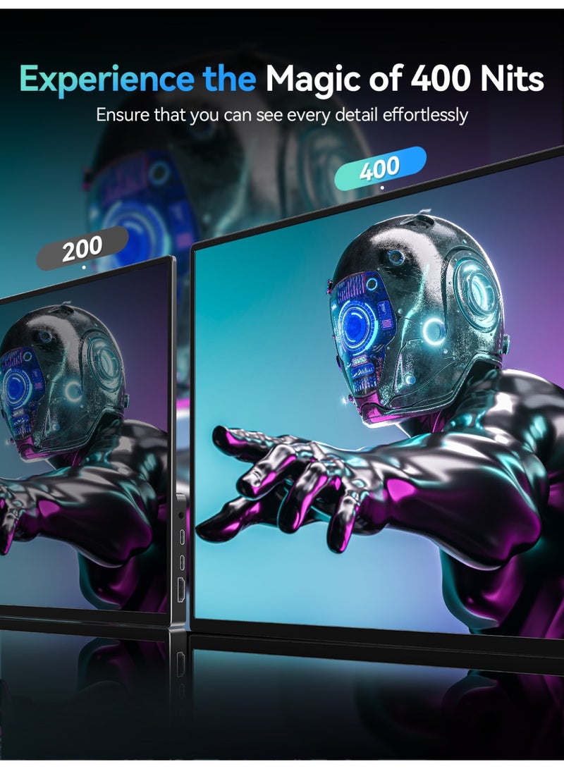 أوبيرفكت شاشة محمولة UPERFECT مقاس 16 بوصة بدقة 1920*1200 FHD وشاشة USB C Mini HDMI لأجهزة الكمبيوتر المحمولة والهواتف الذكية وأجهزة XBO Switch PS4/5، هيكل معدني، شاشة محمولة قابلة للتثبيت على حامل VESA - Image 4