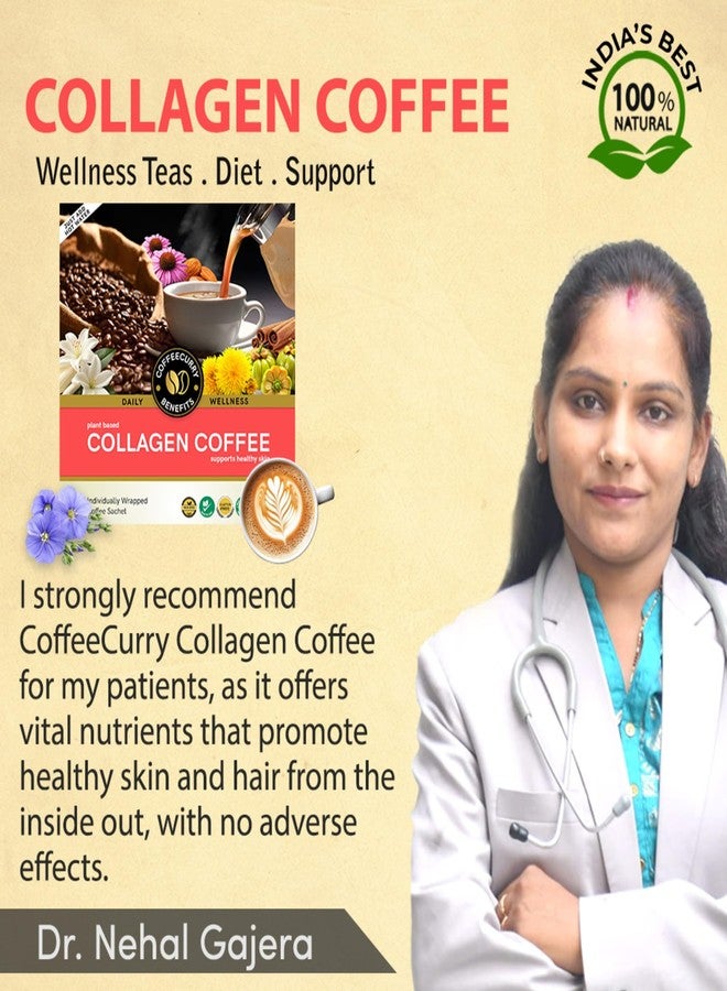 Coffeecurry Collagen Coffee Premix (30 Sachets) – Instant Coffee for Strong Hair & Glowing Skin - Flax Seeds, Cinnamon, Goji Berries, Chia Seeds & Saffron - Collagen Superfood - 300 g - Image 4