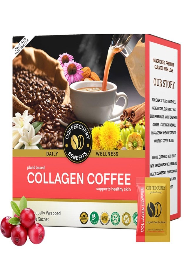 Coffeecurry Collagen Coffee Premix (30 Sachets) – Instant Coffee for Strong Hair & Glowing Skin - Flax Seeds, Cinnamon, Goji Berries, Chia Seeds & Saffron - Collagen Superfood - 300 g - Image 1