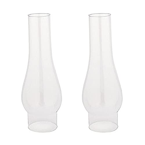 Ohlectric Glass Lamp Chimney - Chimney Transparent Glass Shade - Hand Blown Replacement For Vintage Oil Lamps - Prevent The Flame - Curvy Lamp Chimneys - 3 Inch Fitter, Pack Of 2 - OL-44531 - Image 1