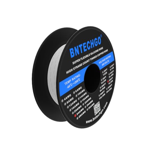 BNTECHGO 24 Gauge Silicone Wire Spool 250 ft White Flexible 24 AWG Stranded Tinned Copper Wire - Image 2