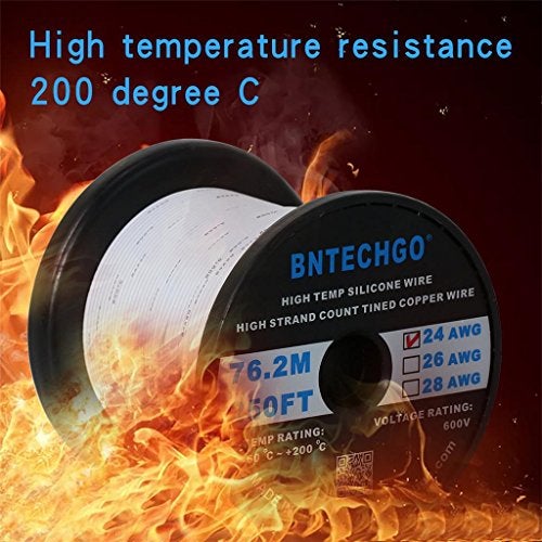 BNTECHGO 24 Gauge Silicone Wire Spool 250 ft White Flexible 24 AWG Stranded Tinned Copper Wire - Image 5