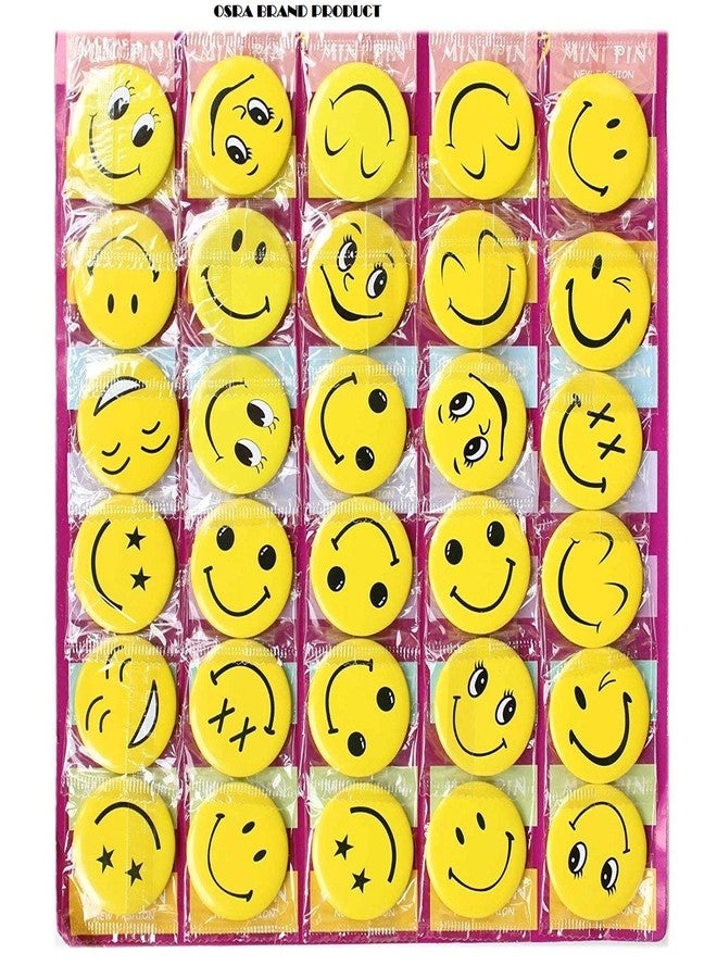 Sky Flying Smiley Emoji Expressions Badge Gang Brooch Party Favour Return Gift, Pack of 30 (Multicolour, Large Size 4.5 cm) - Image 1