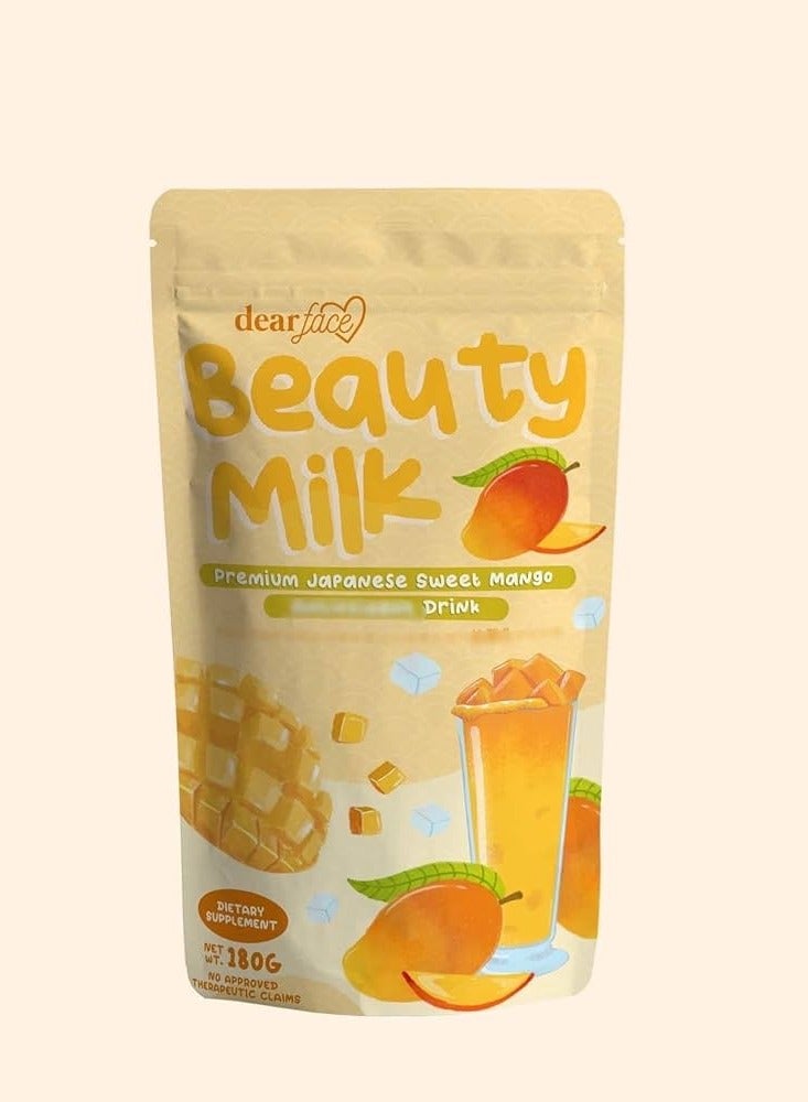 Dear Face Beauty Milk – Premium Japanese Sweet Mango Drink (10 Sachets x 18g) – Refreshing & Nourishing Dietary Supplement - Image 1