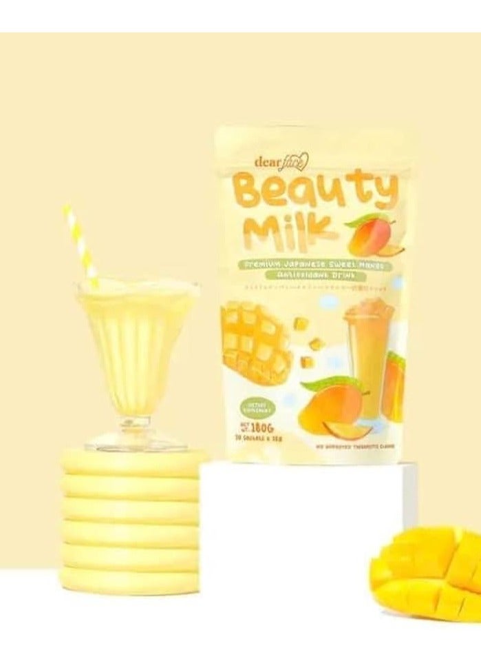 Dear Face Beauty Milk – Premium Japanese Sweet Mango Drink (10 Sachets x 18g) – Refreshing & Nourishing Dietary Supplement - Image 2