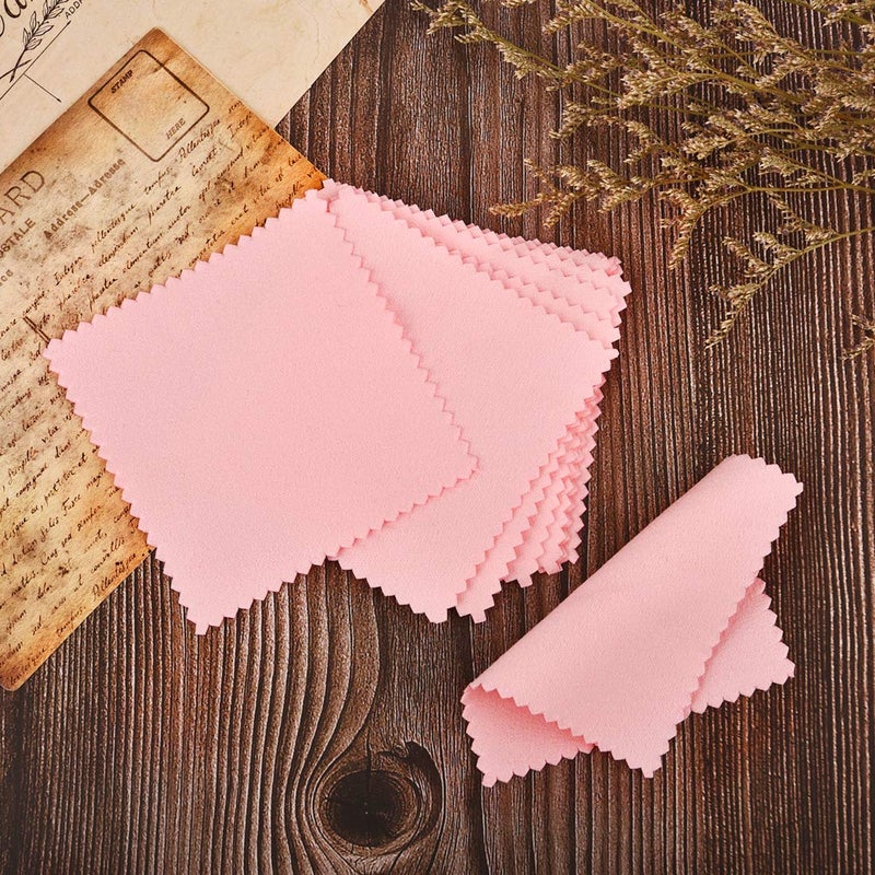 SEVENWELL 50pcs Jewelry Cleaning Cloth Pink Polishing Cloth for Sterling Silver Gold Platinum Small Polish Cloth 8x8cm - Image 5