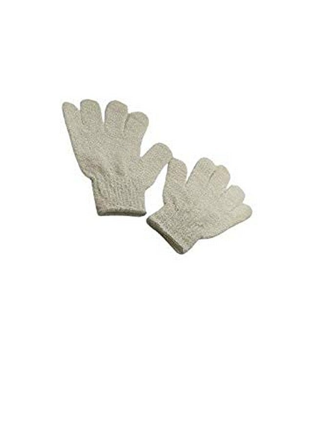 Exfoliating Dual Texture Bath Gloves for Shower, Spa, Massage and Body Scrubs, Dead Skin Cell Remover, Gloves with hanging loop (1 Pair Heavy Glove) (white)