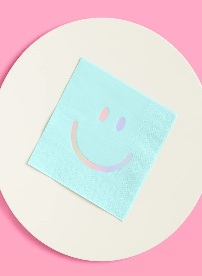 xo, Fetti Smile Party Napkins, 3-ply, 24 pcs - Happy Pastel Birthday Party Decorations, Cute Bachelorette Party, Cool Cocktail Napkins - Image 4