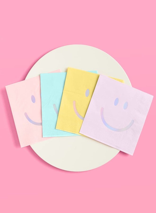 xo, Fetti Smile Party Napkins, 3-ply, 24 pcs - Happy Pastel Birthday Party Decorations, Cute Bachelorette Party, Cool Cocktail Napkins - Image 2