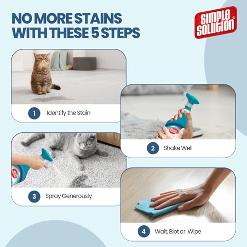 Simple Solution Cat Extreme Stain & Odour Remover, 3X Cleaning Power, Eliminates Tough Set In Stains & Odors, Helps Prevent Repeat Marking, Pro Bacteria & Enzymes Formula, Best For Vomit, Urine, 500Ml - Image 4
