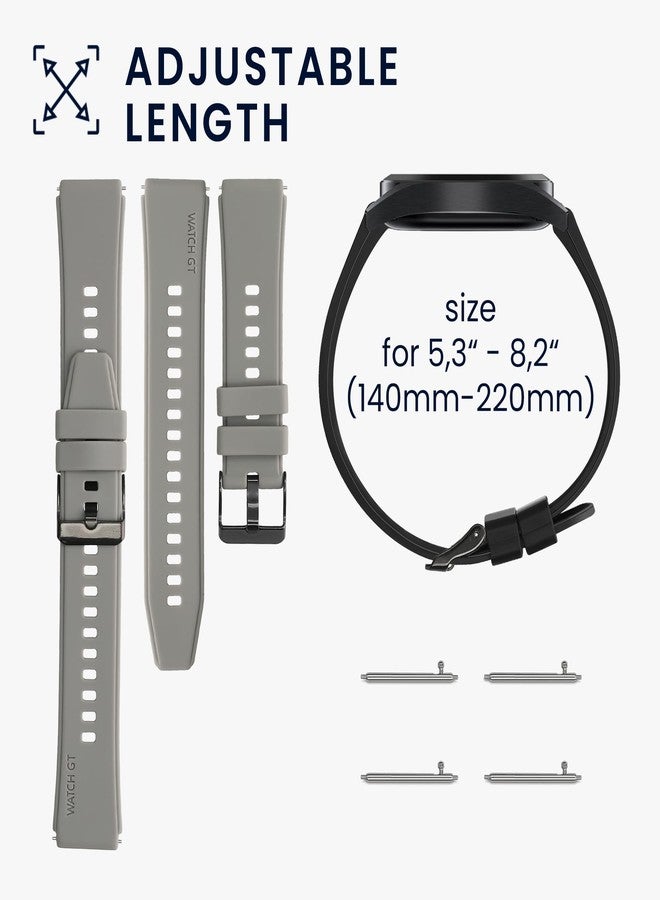 kwmobile Straps Compatible with Withings ScanWatch 42mm / Steel HR 40mm / ScanWatch Horizon Straps - 2x Replacement Silicone Watch Bands - Black/Grey - Image 5