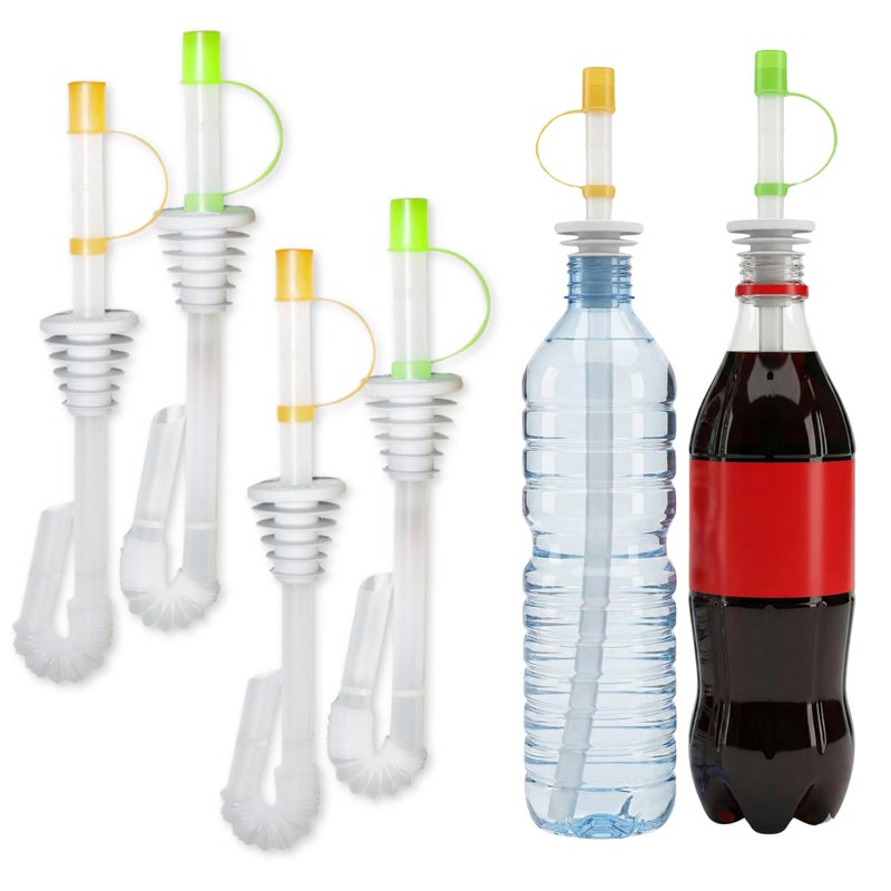 Jokari Sip and Seal Soda Straws for Bottled Beverages, 4-Pack Spill-Proof Drinking Straws with Flexible Seal and Flip Cap, Fits Most Plastic Water and Soda Bottles, Ideal for Outdoor Use, Travel - Image 1