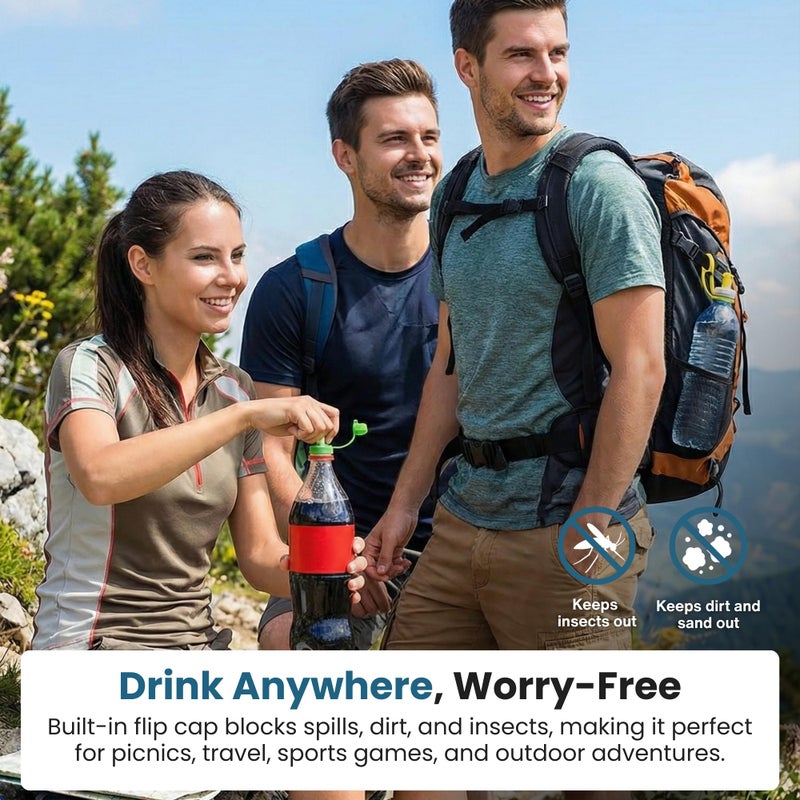 Jokari Sip and Seal Soda Straws for Bottled Beverages, 4-Pack Spill-Proof Drinking Straws with Flexible Seal and Flip Cap, Fits Most Plastic Water and Soda Bottles, Ideal for Outdoor Use, Travel - Image 4