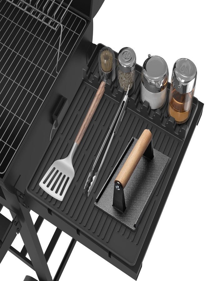 Uozuke Silicone Griddle Tools Mat for Blackstone- Large Silicone Spatula Mat with Drip Pad - Griddle Mat Barbeque Grill Accessories - Side Shelf Mat Grill Pad for Outdoor Grill Kitchen Countertop(black) - Image 1