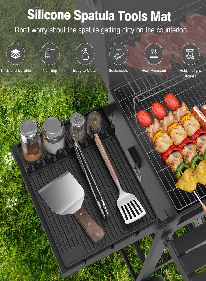 Uozuke Silicone Griddle Tools Mat for Blackstone- Large Silicone Spatula Mat with Drip Pad - Griddle Mat Barbeque Grill Accessories - Side Shelf Mat Grill Pad for Outdoor Grill Kitchen Countertop(black) - Image 2