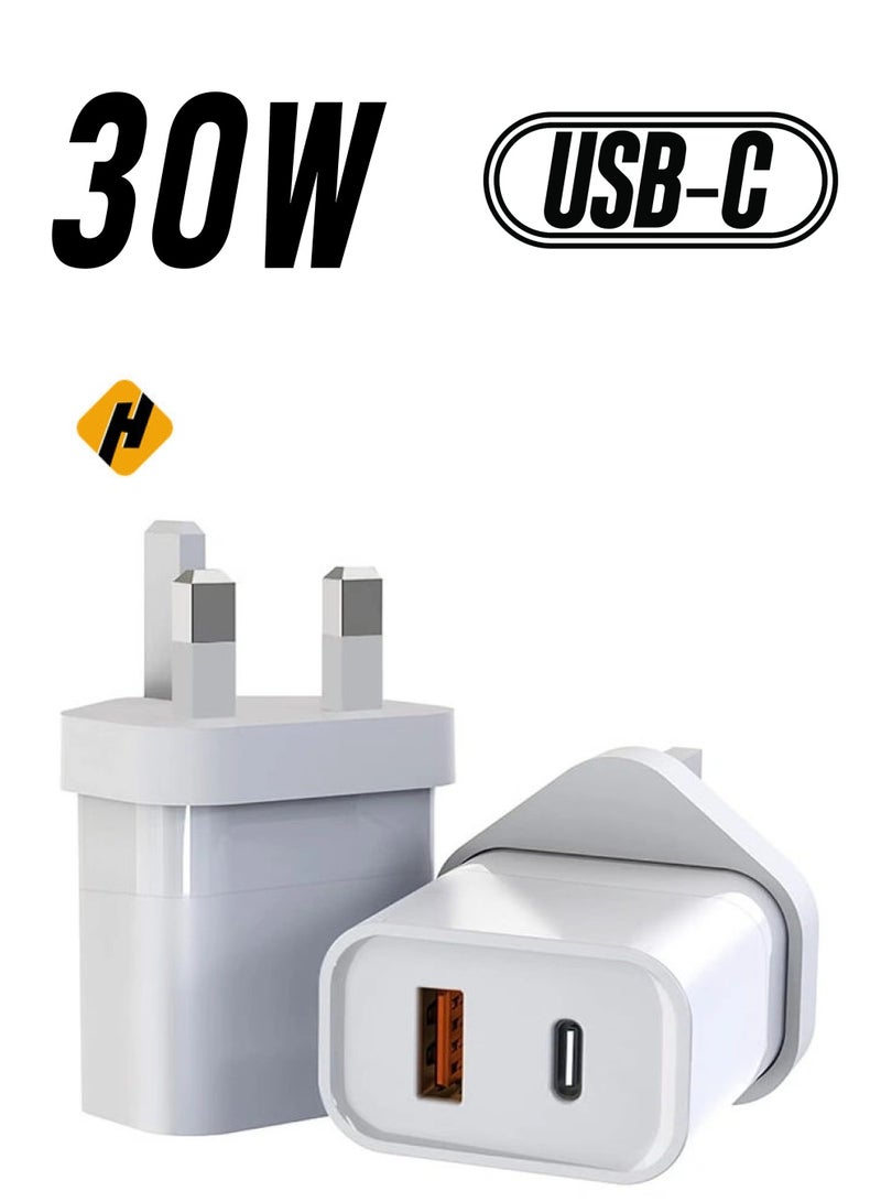 HuHa "30W GaN Dual Ports Charger – High-Speed USB-C for iPhone, MacBook Air, Samsung Laptop, and 18W USB Port for Additional Charging"  - Image 1