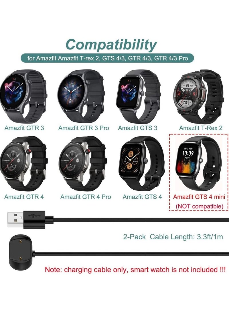 Charger Cable for Amazfit T-Rex 2, GTS 4/3, GTR 4/3 Pro, Magnetic Charging Cable Cord for Amazfit T-Rex 2, GTS 4, GTR 4, GTS 3, GTR3, GTR 3 Pro Smart Watch 【2-Pack, 3.3ft/1m】 (2) - Image 2