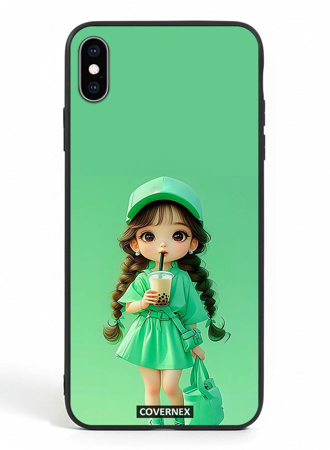 Covernex Apple iPhone Xs Max Protective Case Cover Printed Featuring Boba Girl Chibi Style Fashion - Image 2