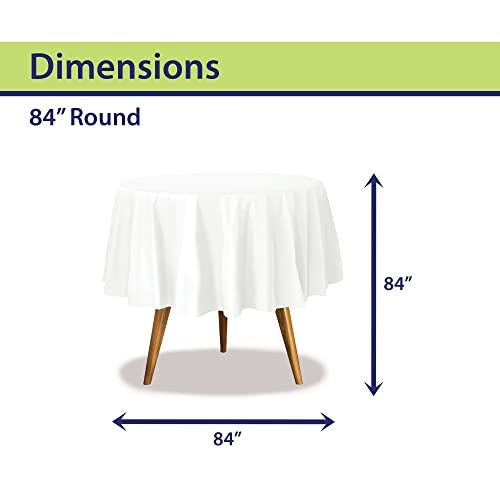 Party Dimensions White Disposable Plastic Tablecloth for Round Tables (12 Pack) 84 inches Table Cloths for Parties, Events & Weddings, Indoors & Outdoors, Plastic Table Cover - Image 2