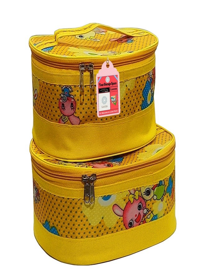 LUCES® 2 Pcs Cosmetic Bags for Women Girl Portable Make Up Bag Waterproof Organizer Multifunction Case Cosmetic Travel Bag with Strong Zipper Travel Toiletry Bag (Yellow) - Image 3