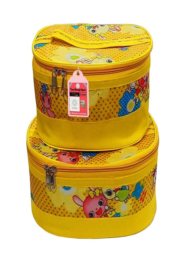 LUCES® 2 Pcs Cosmetic Bags for Women Girl Portable Make Up Bag Waterproof Organizer Multifunction Case Cosmetic Travel Bag with Strong Zipper Travel Toiletry Bag (Yellow) - Image 1