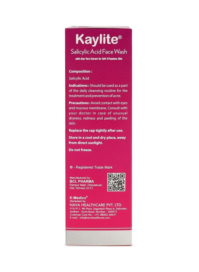 Kaylite Salicylic Acid Face Wash With Aloe Vera Extract For Soft And Flawless Skin (Pack Of 2) 60 Ml - Image 3