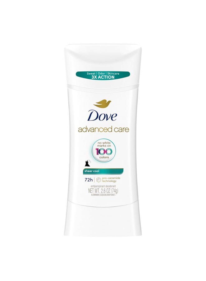 Dove Advanced Care Antiperspirant Deodorant Stick Sheer Cool for Soft, Resilient Skin, with 72-Hour Sweat & Odor Protection, 2.6 oz