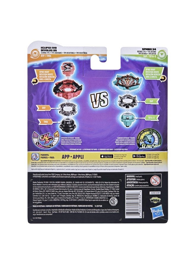 BeyBlade Burst Surge Dual Collection Pack Hypersphere Eclipse Evo Devolos D5 And Slingshock Sphinx S4 2 Spinning Tops Battle Game Toys - Image 3