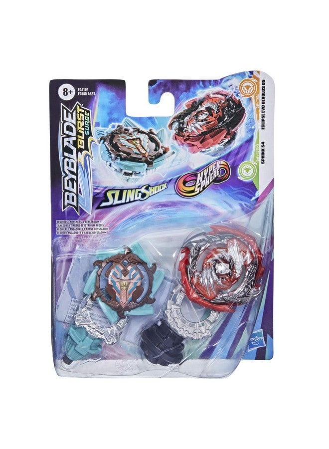 BeyBlade Burst Surge Dual Collection Pack Hypersphere Eclipse Evo Devolos D5 And Slingshock Sphinx S4 2 Spinning Tops Battle Game Toys - Image 2