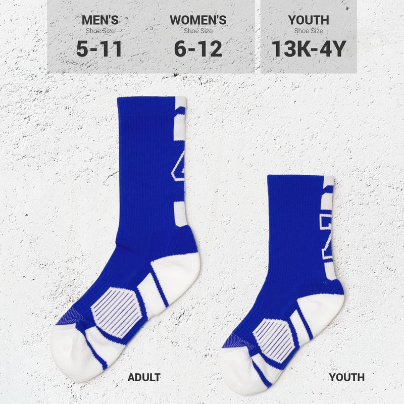 ChalkTalkSPORTS Custom Team Number Crew Socks | Youth & Adult Athletic Socks Blue | Choose Your Number - Image 4