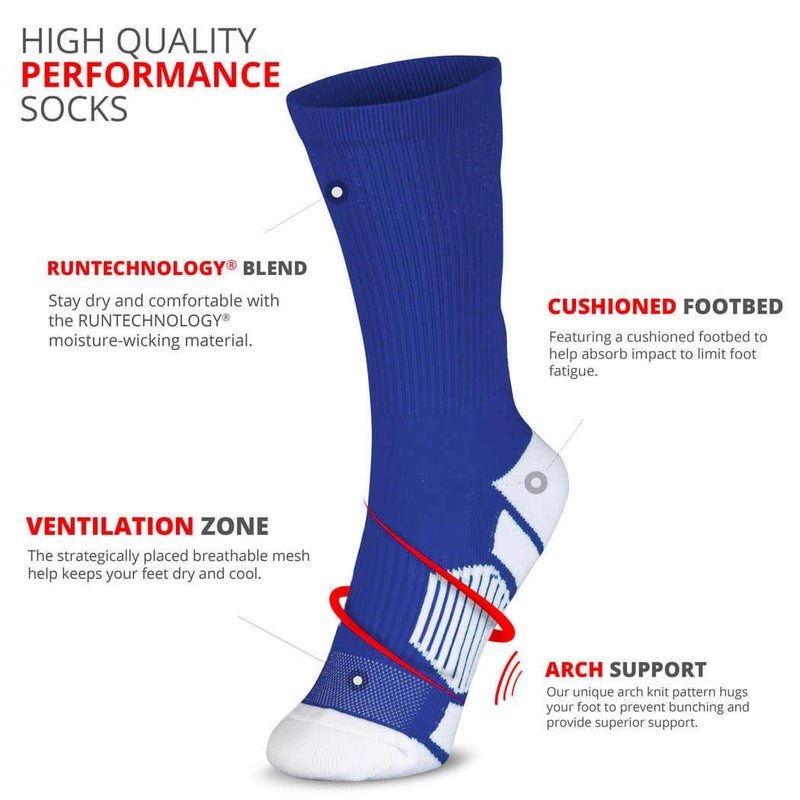 ChalkTalkSPORTS Custom Team Number Crew Socks | Youth & Adult Athletic Socks Blue | Choose Your Number - Image 5