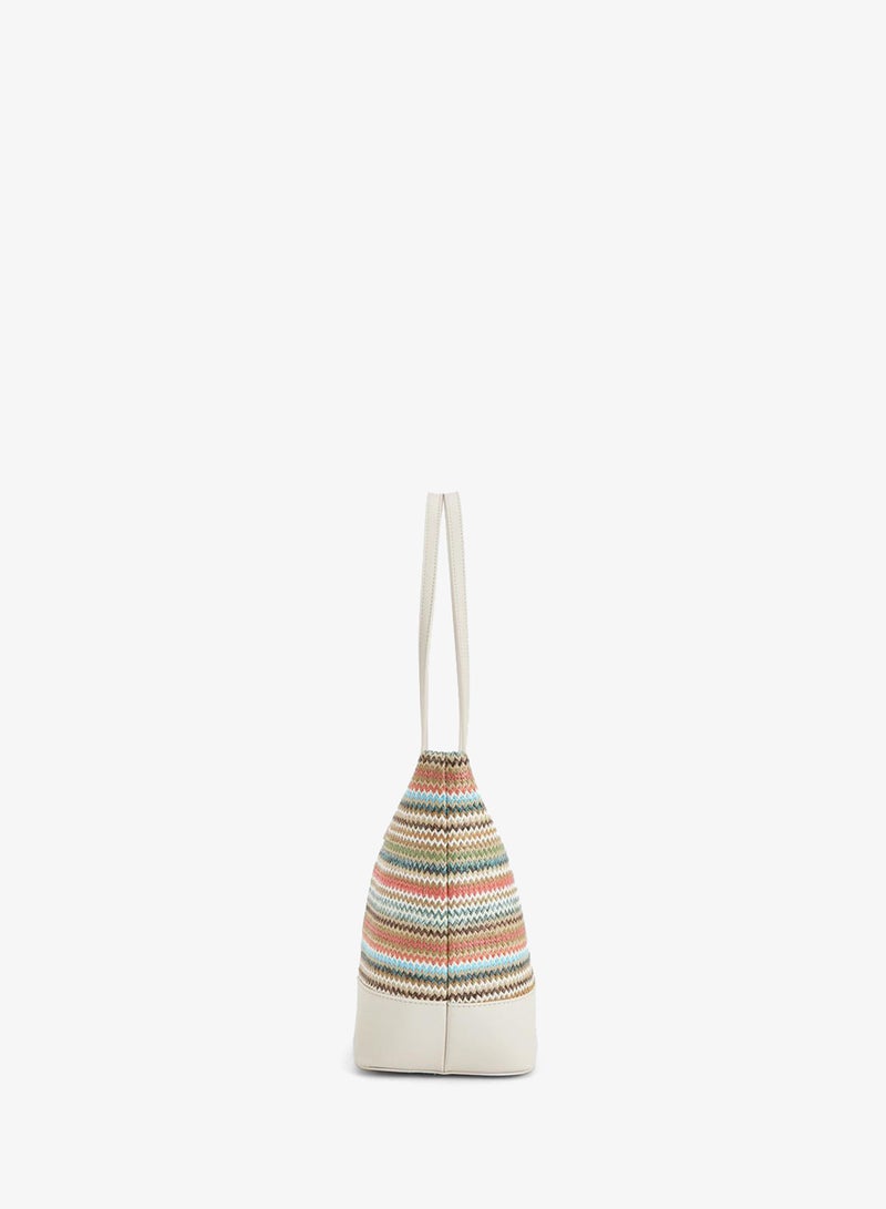 Peppermint Textured Tote Bag With Zip Closure - Image 5