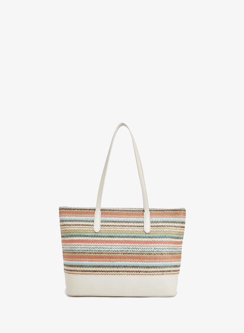 Peppermint Textured Tote Bag With Zip Closure - Image 4