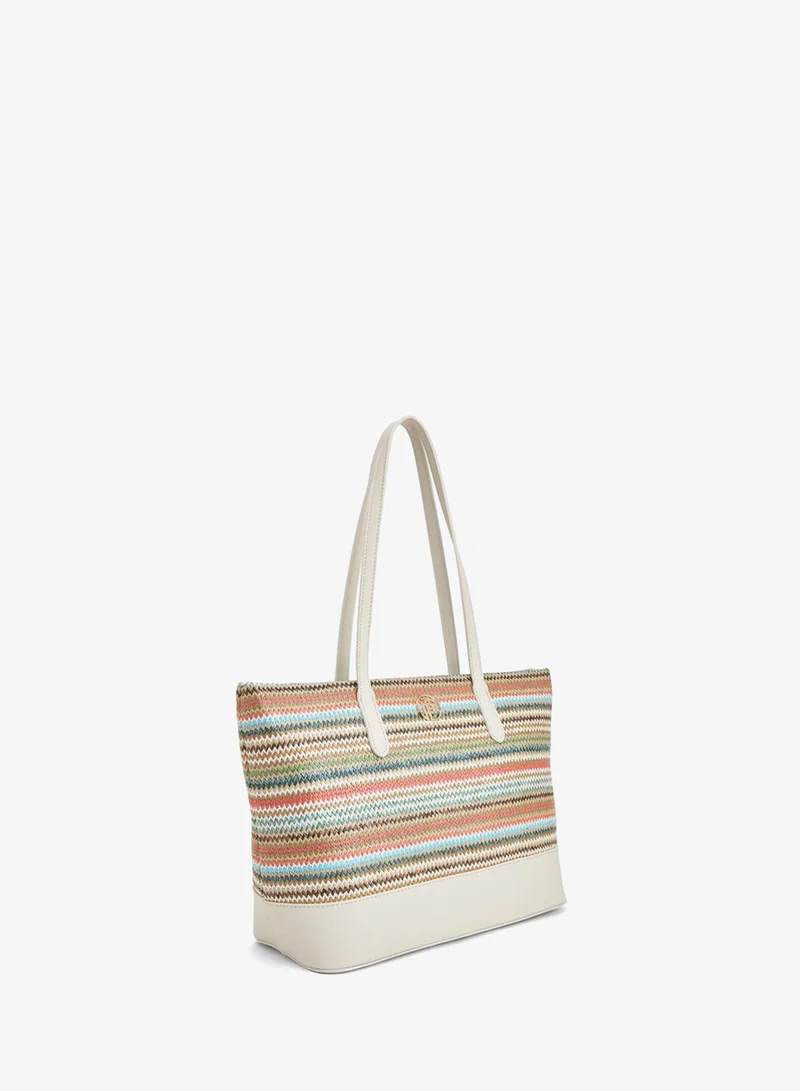 ببرمنة Textured Tote Bag With Zip Closure