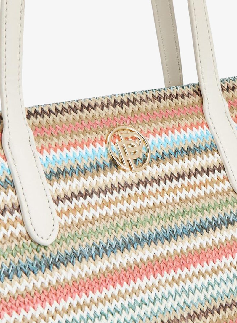 Peppermint Textured Tote Bag With Zip Closure - Image 3